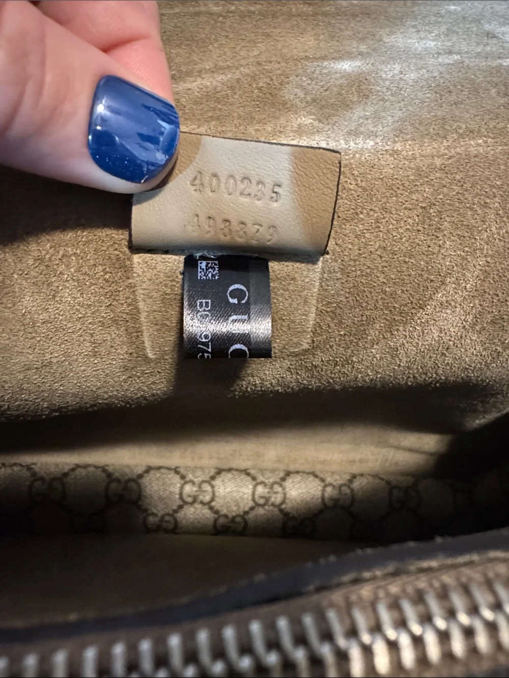 Gucci GG Supreme Shoulder Bag with Pink Glitter Lightning and Green-Red Appliqué - Picture 8 of 11